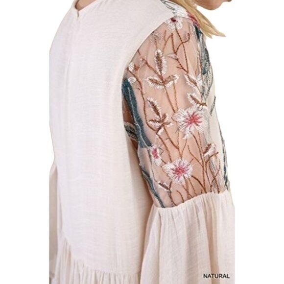 Umgee Natural Color Embroidered Dress - Picture 3 of 9